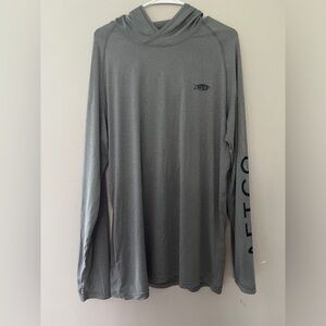 Men’s Large Gray Long Sleeved Hooded AFTCO Sun Protection Shirt